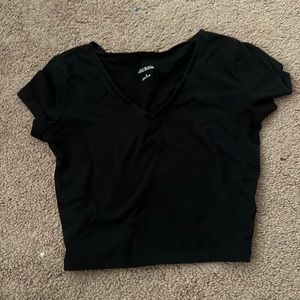 Black V neck crop top